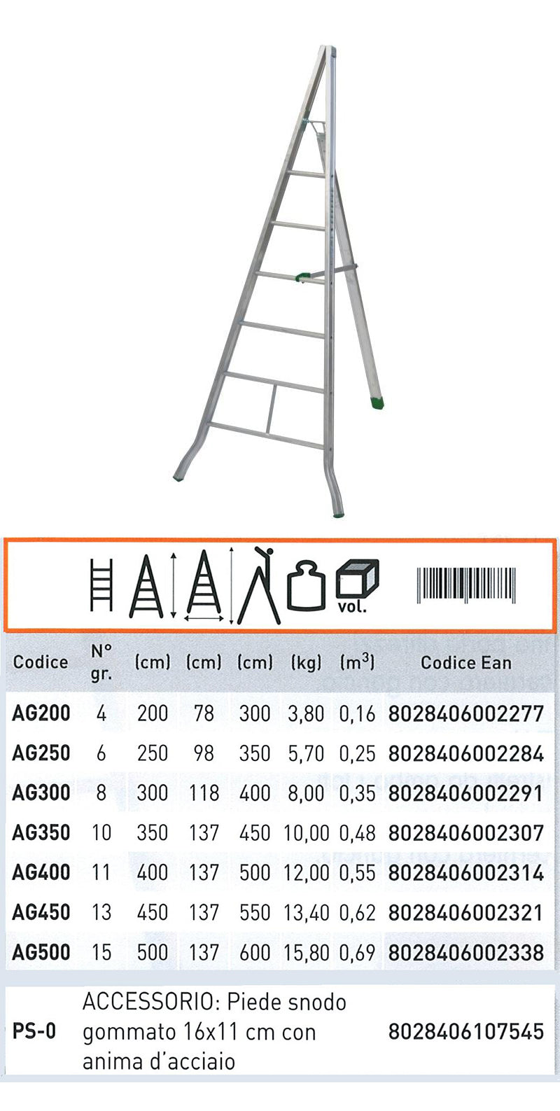 Agri 6 gradini - Art. AG250