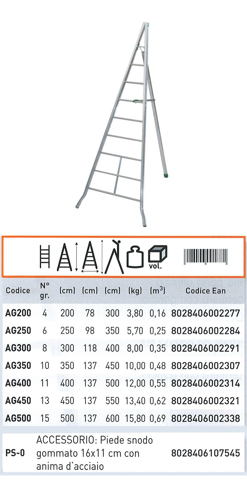 Agri 8 gradini - Art. AG300