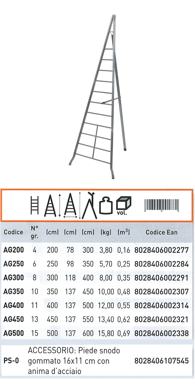 Agri 11 gradini - Art. AG400