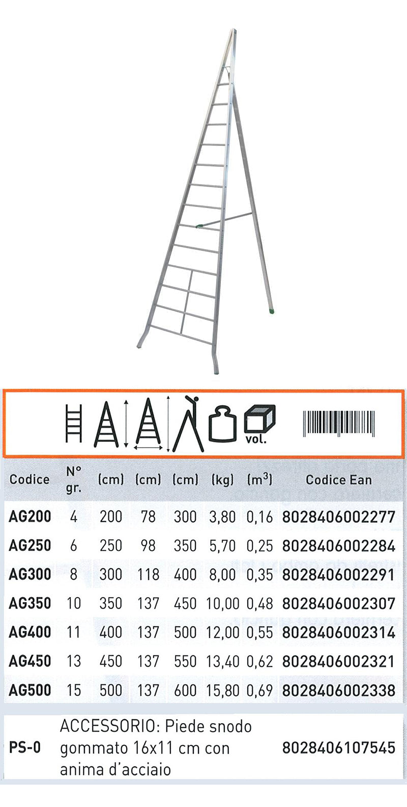 Agri 13 gradini - Art. AG450