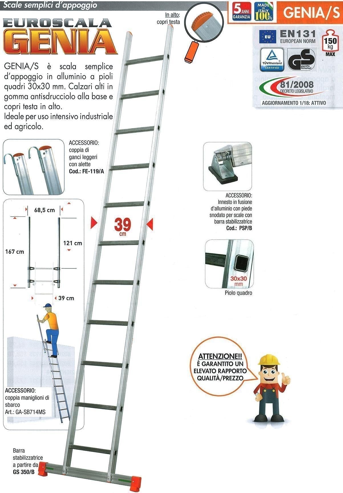 Genia/S 14 gradini con barra stabilizzatrice