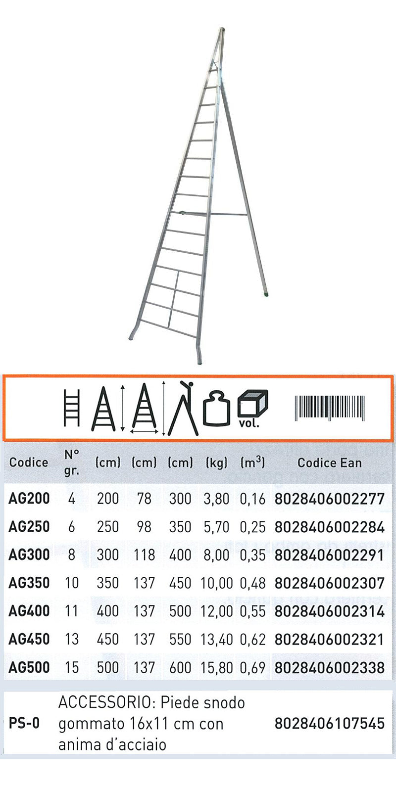 Agri 15 gradini - Art. AG500